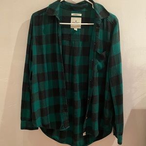 American Eagle Green Boyfriend Fit Flannel